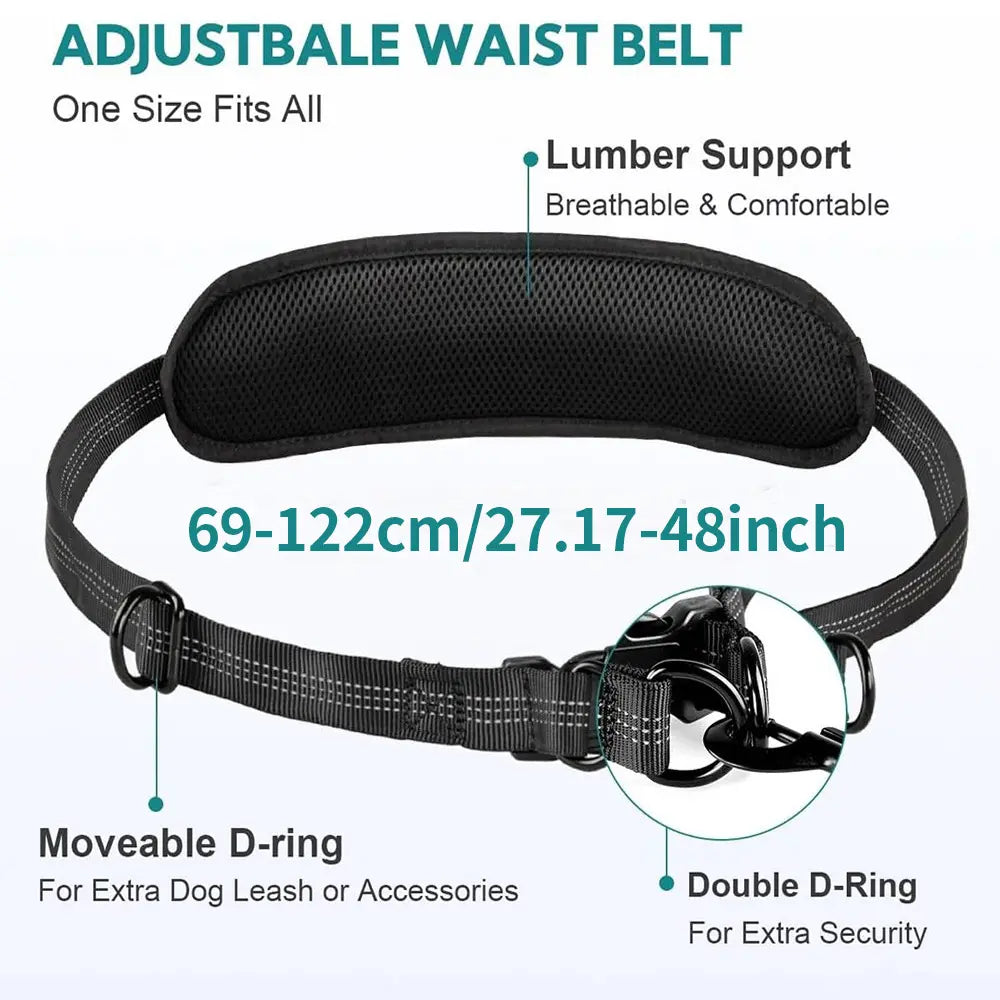 Hands-Free Dog Leash with Waist Bag & Cushioned Belt – Adjustable for Running & Walking
