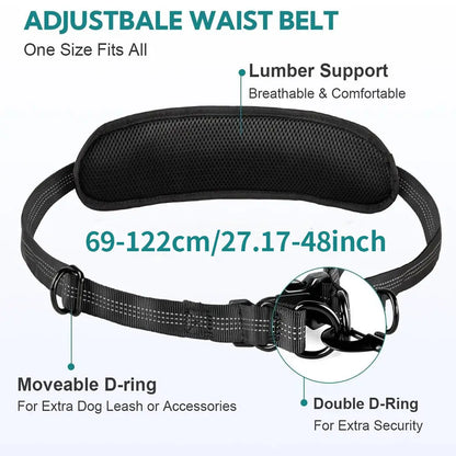 Hands-Free Dog Leash with Waist Bag & Cushioned Belt – Adjustable for Running & Walking