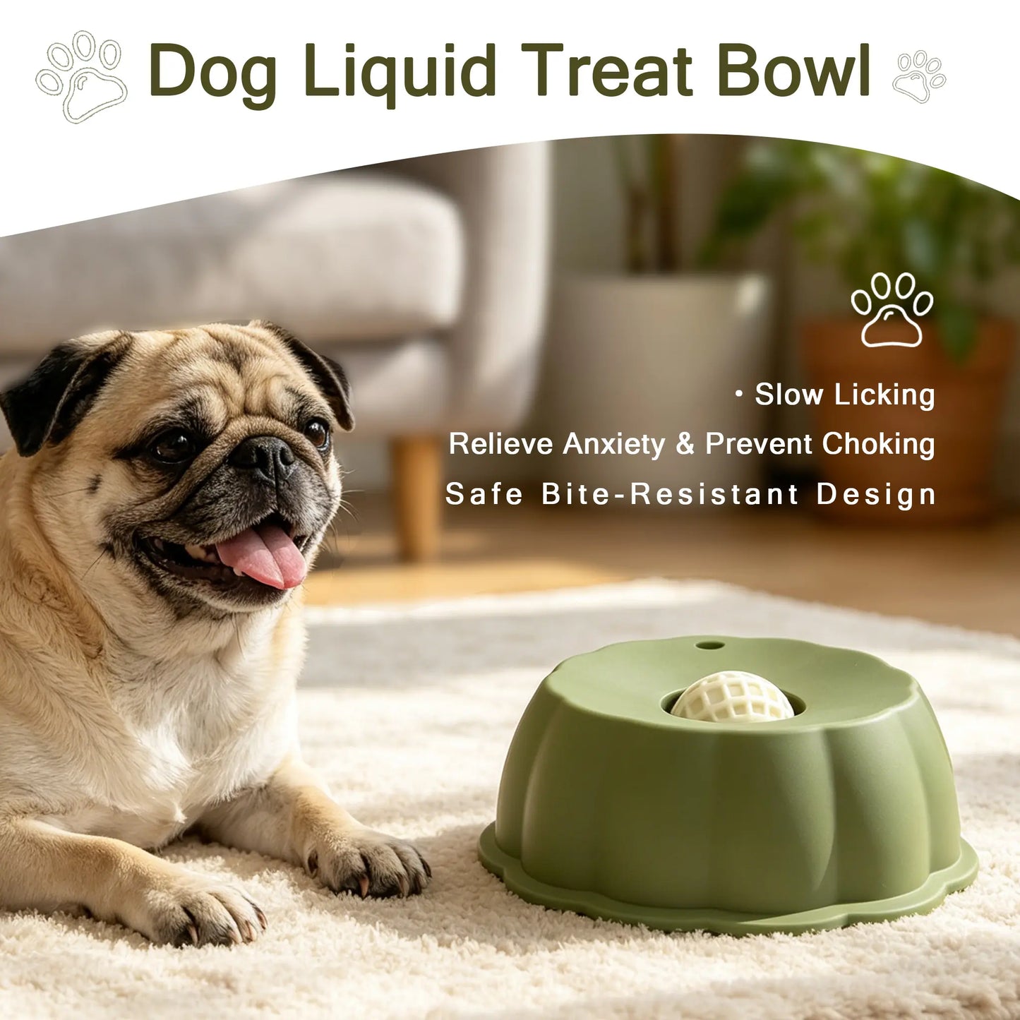 Slow Feeder Dog Bowl for Yogurt & Wet Foods -  Promotes Healthy Digestion for Dogs (Sage Green, Lavender)
