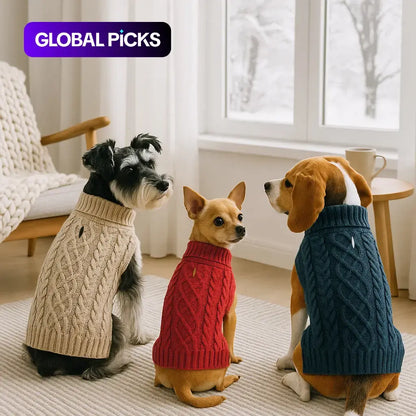 Warm Turtleneck Dog Sweater (Navy Blue, Red, Pink, Khaki, Lime Green)