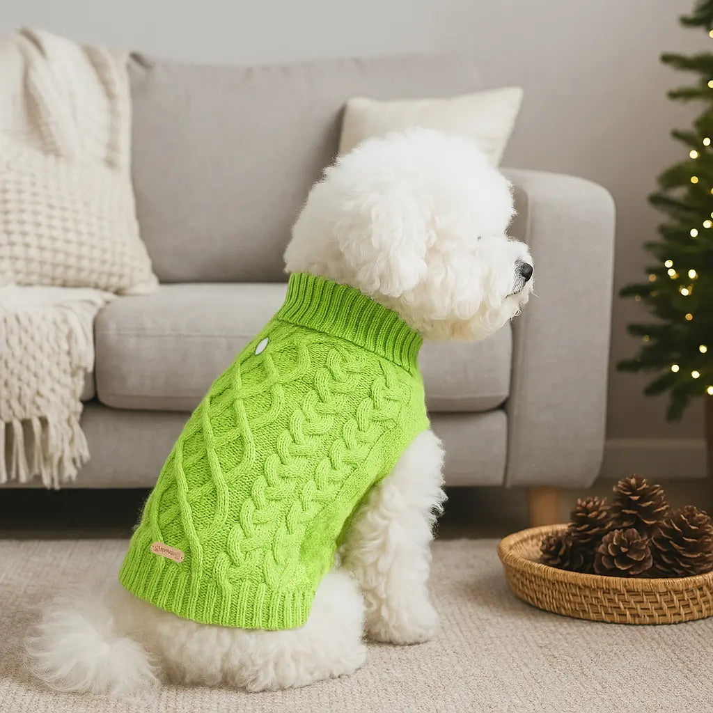 Warm Turtleneck Dog Sweater (Navy Blue, Red, Pink, Khaki, Lime Green)