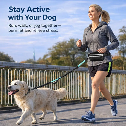Hands-Free Dog Leash with Waist Bag & Cushioned Belt – Adjustable for Running & Walking