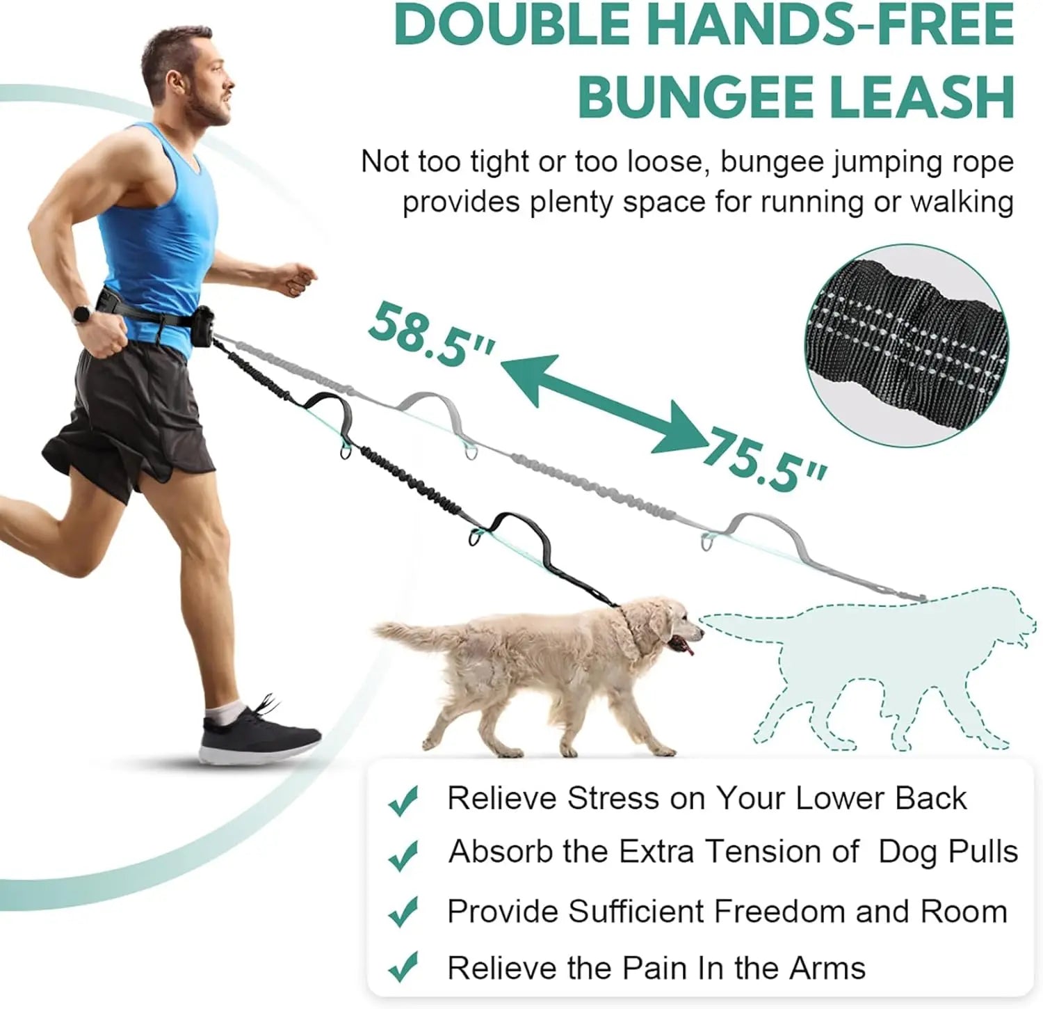 Hands-Free Dog Leash with Waist Bag & Cushioned Belt – Adjustable for Running & Walking