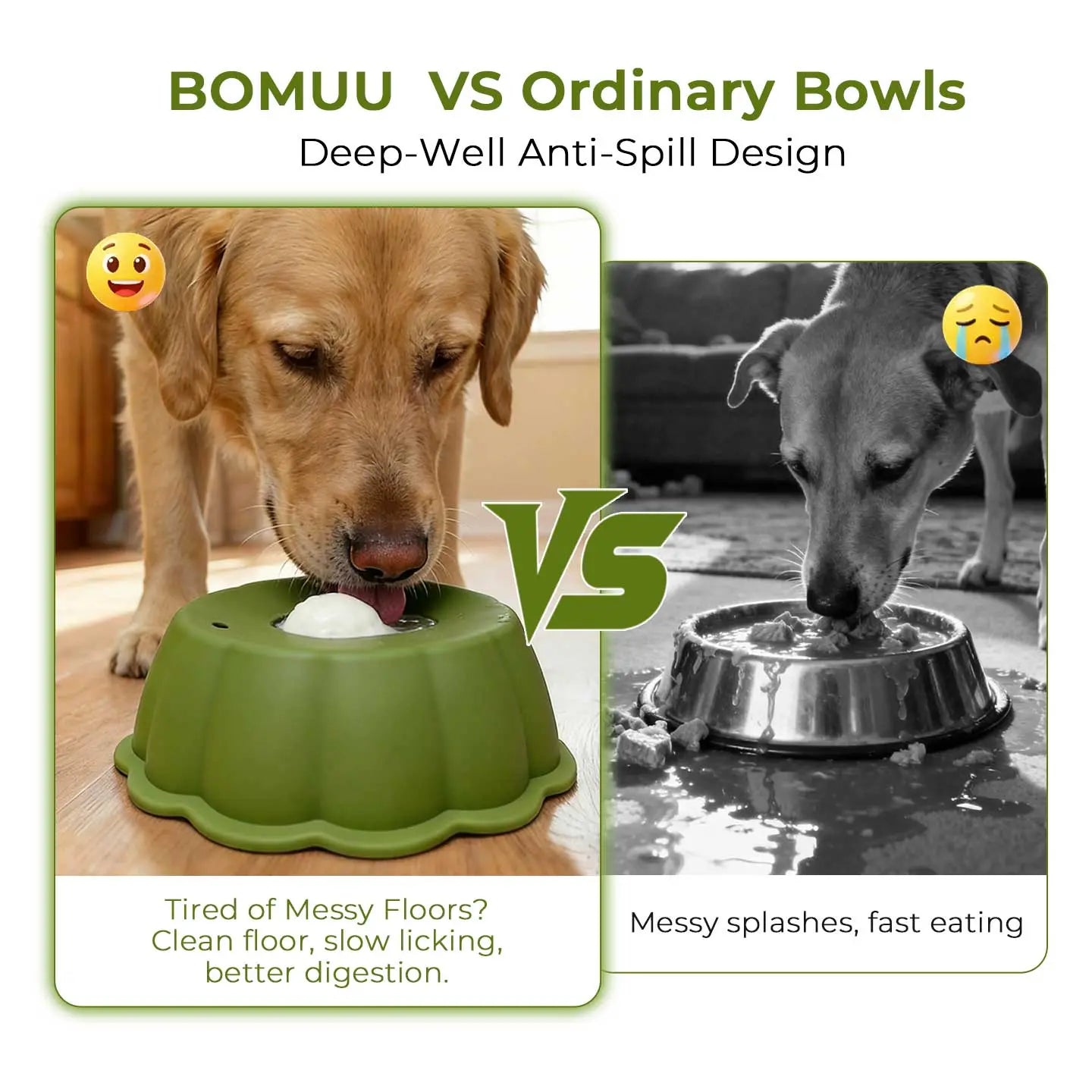 Slow Feeder Dog Bowl for Yogurt & Wet Foods -  Promotes Healthy Digestion for Dogs (Sage Green, Lavender)