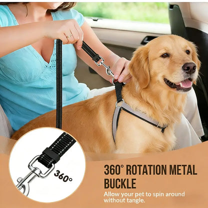 Adjustable Car Seat Belt for Dogs – Attaches to Headrest for Secure Travel (Black, Red)