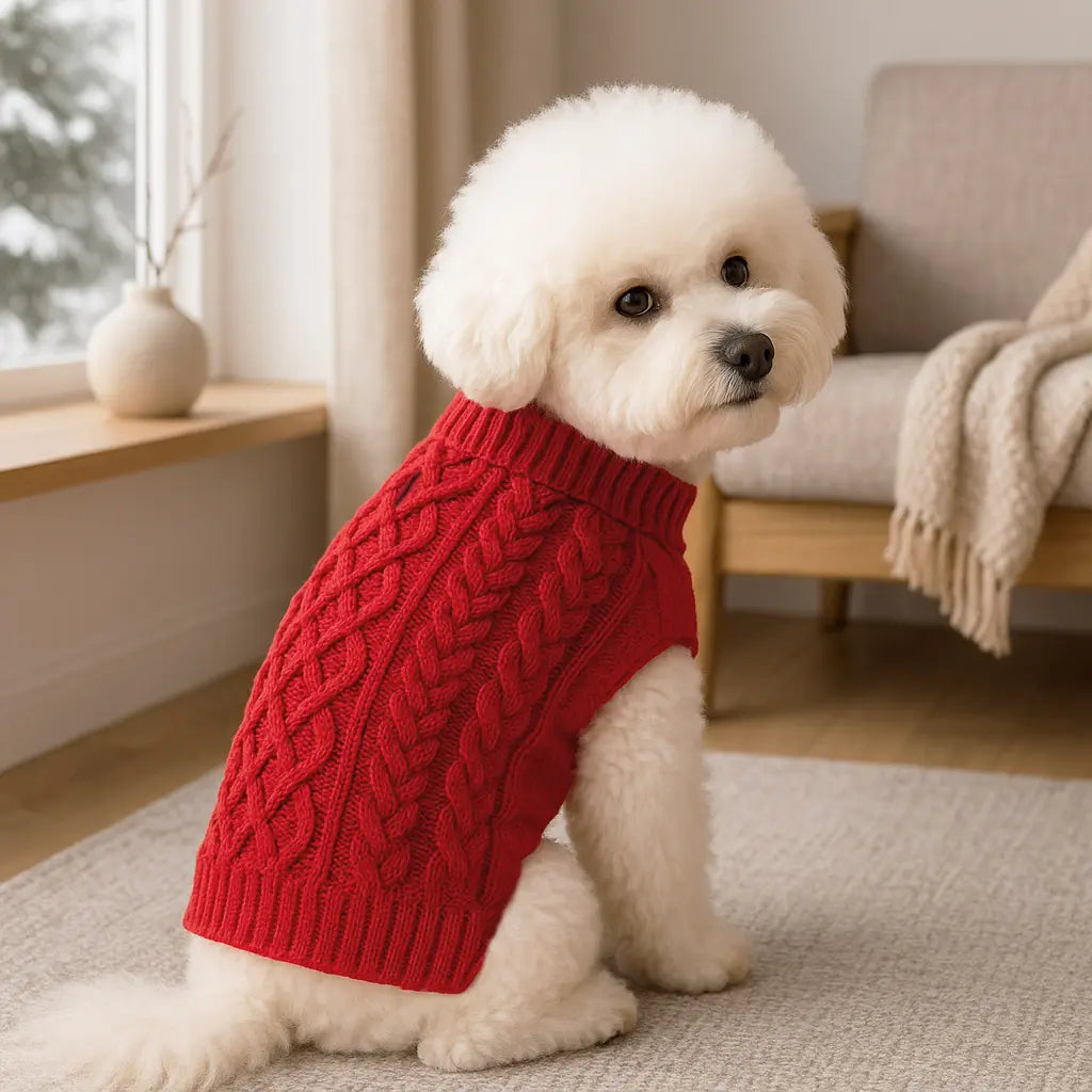 Warm Turtleneck Dog Sweater (Navy Blue, Red, Pink, Khaki, Lime Green)