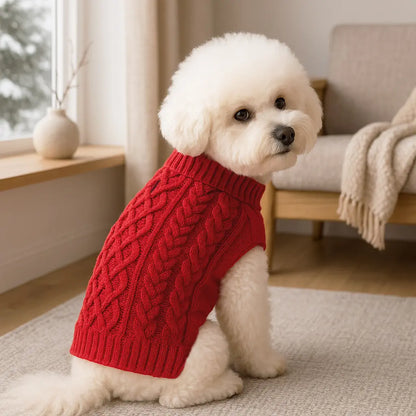 Warm Turtleneck Dog Sweater (Navy Blue, Red, Pink, Khaki, Lime Green)