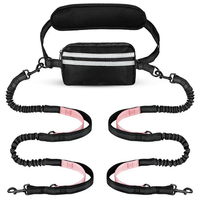 Hands-Free Dog Leash with Waist Bag & Cushioned Belt – Adjustable for Running & Walking