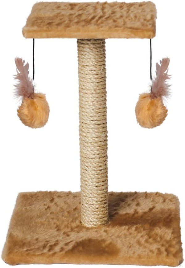 Cat Scratching Post with Exclusive Double Toy (Beige)