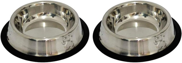 Kit of 2 Anti-Slip Stainless Steel Feeder and Drinker Bowls, 240 ml, Mini Relief Paws