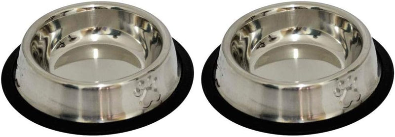 Kit of 2 Anti-Slip Stainless Steel Feeder and Drinker Bowls, 240 ml, Mini Relief Paws