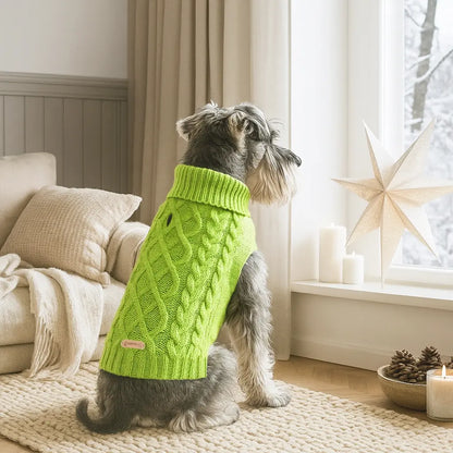Warm Turtleneck Dog Sweater (Navy Blue, Red, Pink, Khaki, Lime Green)