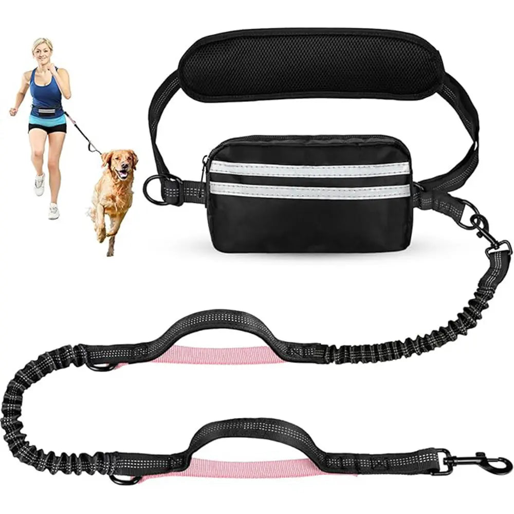 Hands-Free Dog Leash with Waist Bag & Cushioned Belt – Adjustable for Running & Walking