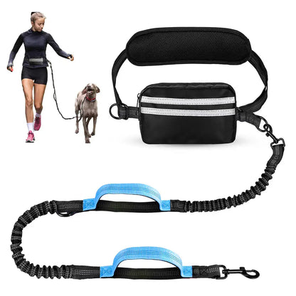 Hands-Free Dog Leash with Waist Bag & Cushioned Belt – Adjustable for Running & Walking