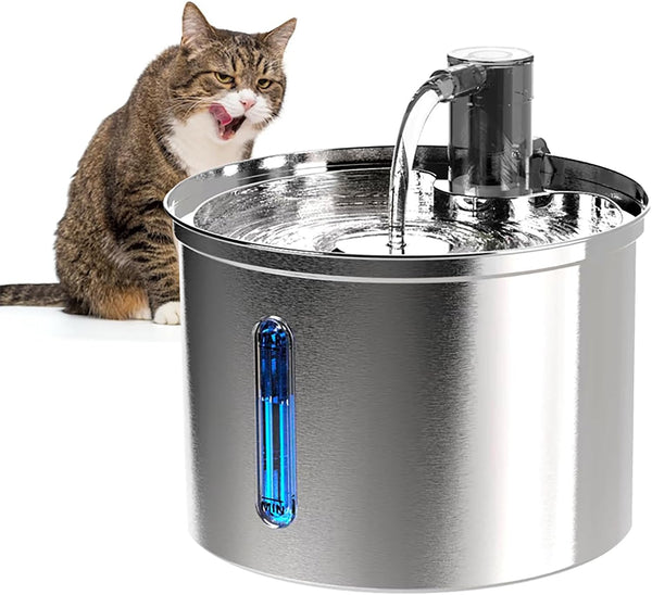 Drinking Fountain Water 3L Silent Filter Stainless Steel For Cats Dogs Automatic Filtration, Water Fountain for Cats - Water Level Window, Bivolt