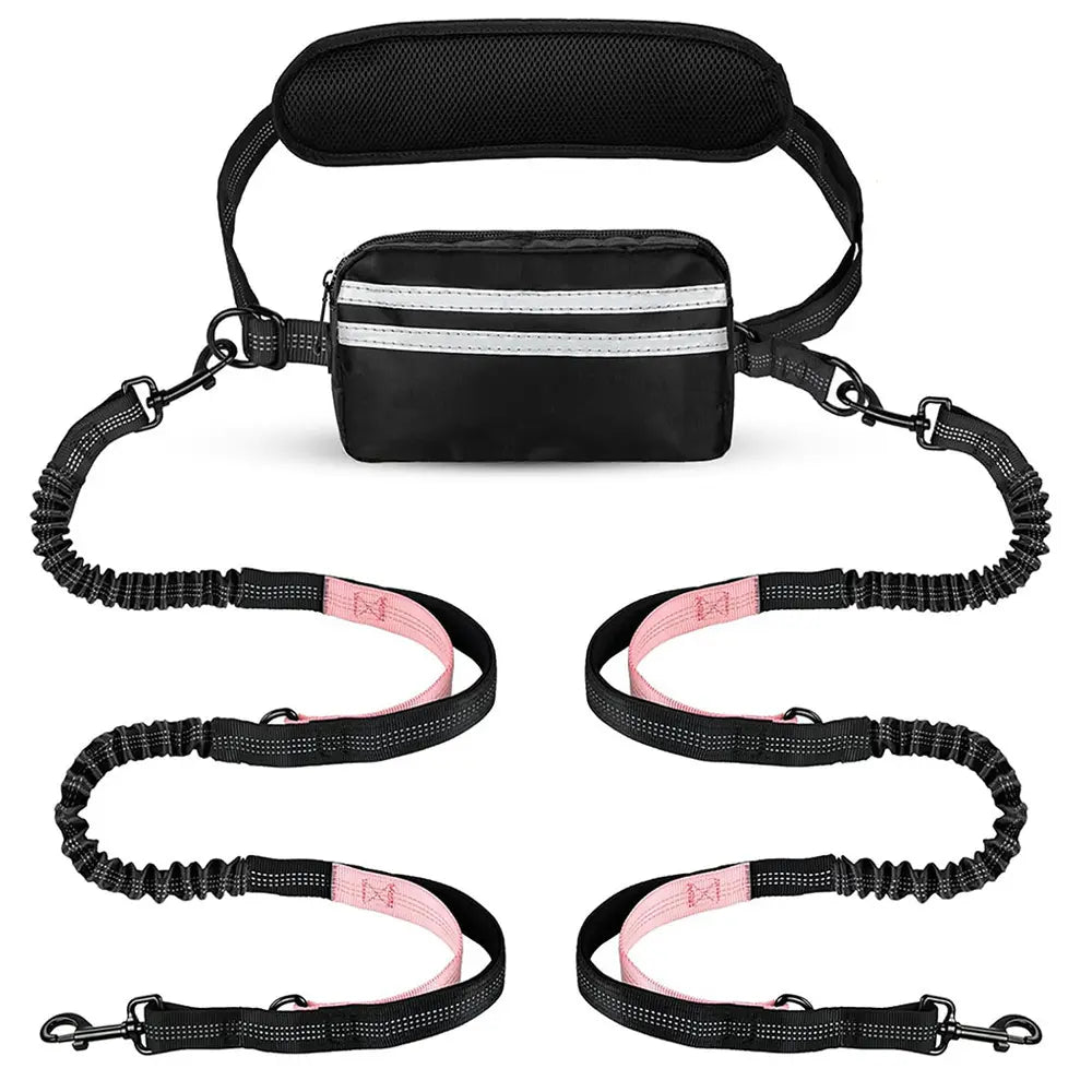 Hands-Free Dog Leash with Waist Bag & Cushioned Belt – Adjustable for Running & Walking