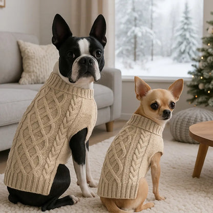 Warm Turtleneck Dog Sweater (Navy Blue, Red, Pink, Khaki, Lime Green)