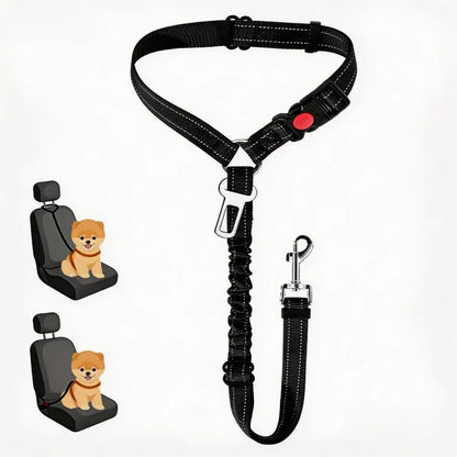 Adjustable Car Seat Belt for Dogs – Attaches to Headrest for Secure Travel (Black, Red)