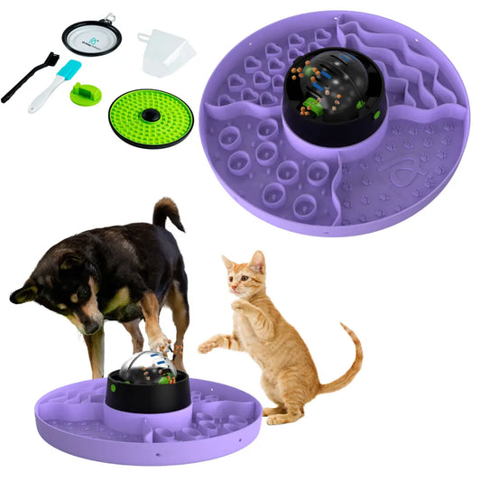 8-In-1 Multifunctional Interactive Dog Cat Slow Feeder Snuffle Mat Puzzle (Purple, Green, Blue)