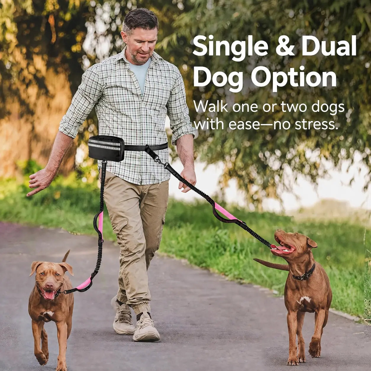 Hands-Free Dog Leash with Waist Bag & Cushioned Belt – Adjustable for Running & Walking