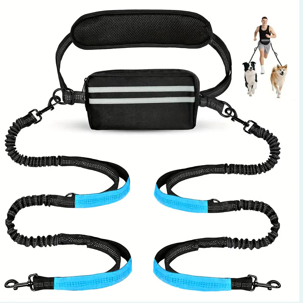 Hands-Free Dog Leash with Waist Bag & Cushioned Belt – Adjustable for Running & Walking