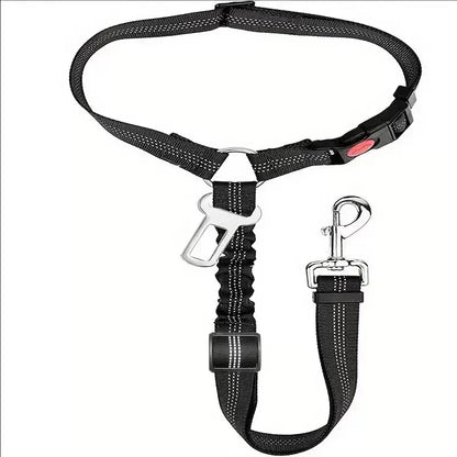 Adjustable Car Seat Belt for Dogs – Attaches to Headrest for Secure Travel (Black, Red)