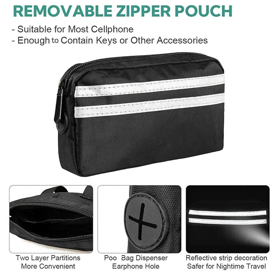 Hands-Free Dog Leash with Waist Bag & Cushioned Belt – Adjustable for Running & Walking