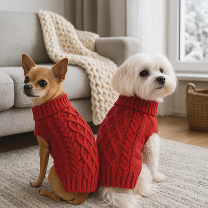 Warm Turtleneck Dog Sweater (Navy Blue, Red, Pink, Khaki, Lime Green)