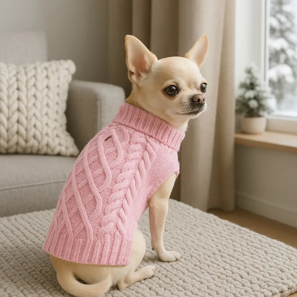 Warm Turtleneck Dog Sweater (Navy Blue, Red, Pink, Khaki, Lime Green)